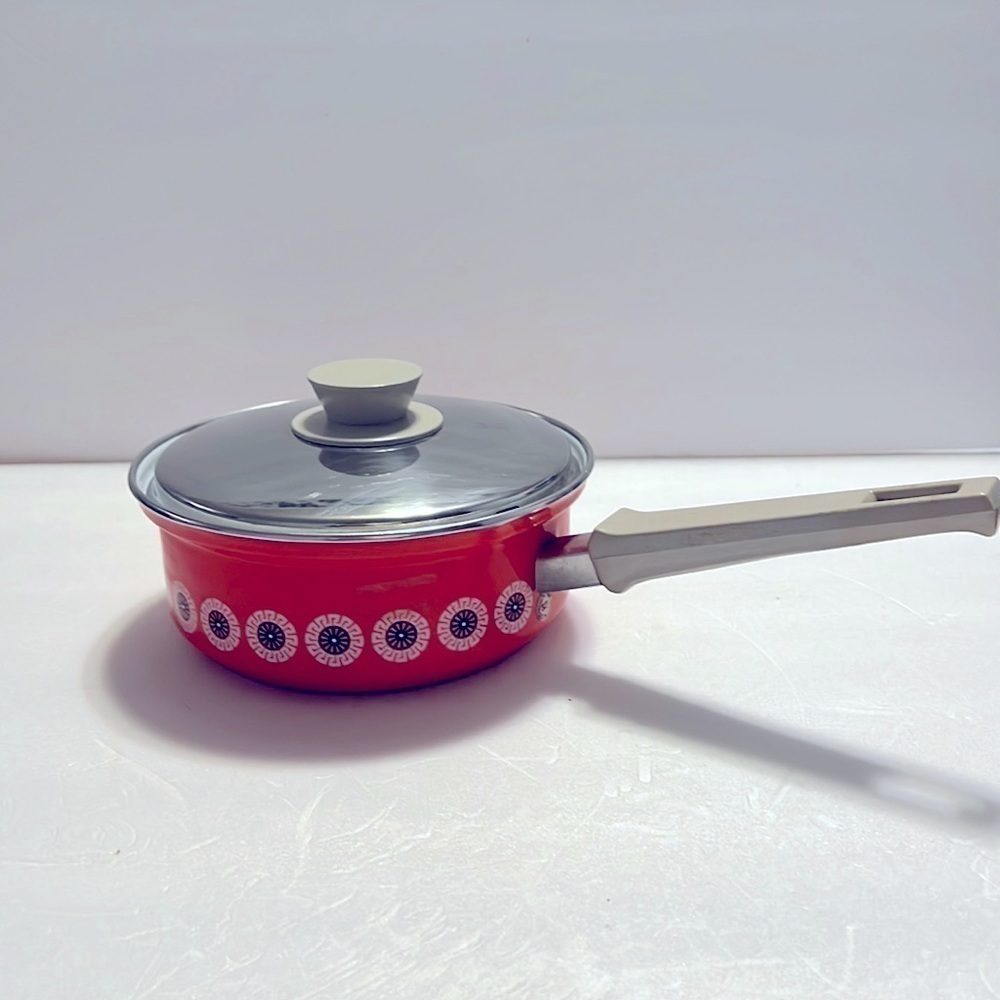 NOS Vintage Enamel Covered Saucepan MCM